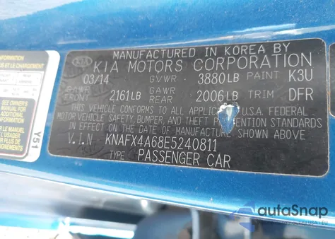 2014 Kia Forte Lx из США, поврежденный, VIN KNAFX4A68E5240811